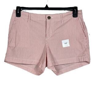 Old Navy SZ 6 Everyday Shorts Striped Seersucker Lightweight Pocket Mid-Rise Red